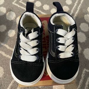 Vans Kids Black and White Lace-Up Sneakers
